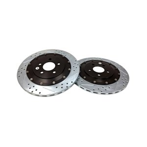 Ford GT500 Brake Rotors (2) - Rear - Baer Brakes - EradiSpeed+1, 2-piece, Slot & Drilled - Black Anodized - `07-`12